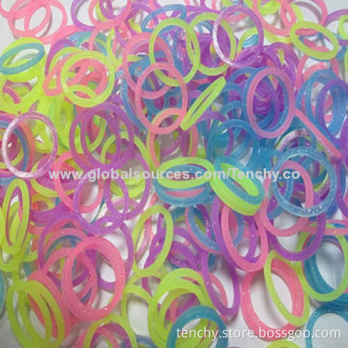DIY loom bands made from silicone or TPR, rainbow color